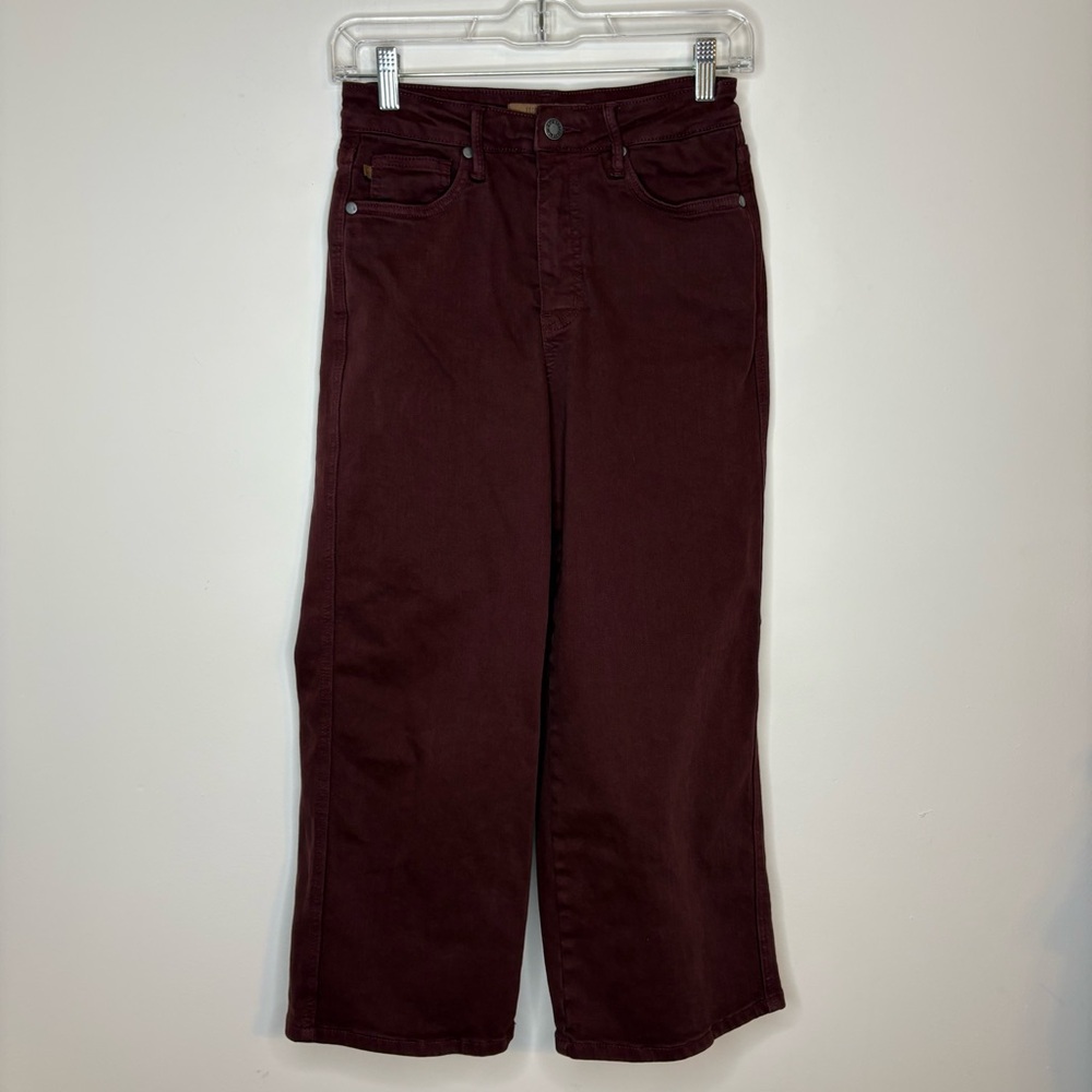 Judy Blue Size 3/26 High Rise Wide Leg Crop Burgundy Jeans